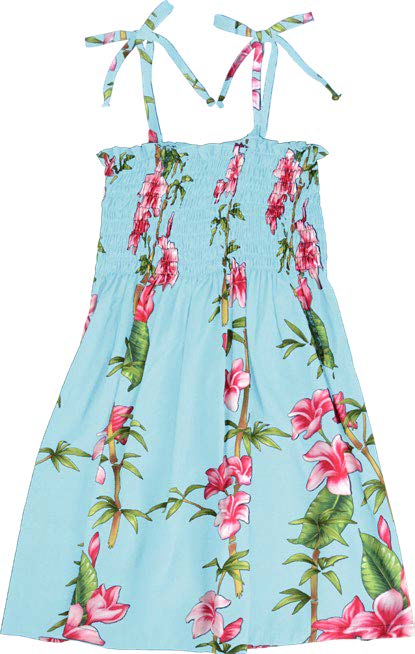 Plumeria Bamboo Panel Girl's Hawaiian Smocked Dress